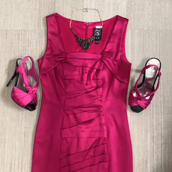 JAX Fuchsia pink satin dress - Picture 2 of 16